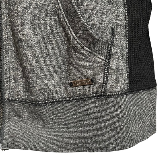 Express Thick Terry Knit Zip Up Grey Hoodie Sweater Size S - Picture 2 of 10